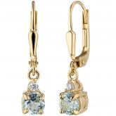 Boutons 333 Gelbgold mit 2 Blautopasen und 2 Zirkonia weiß | Gelbgoldschmuck