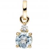 Anhänger 333 Gelbgold mit Blautopas und Zirkonia weiß | Edelsteine