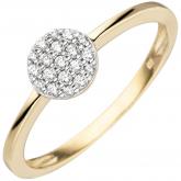 Damen Ring rund 333 Gelbgold bicolor mit 19 Zirkonia weiß | Erweiterte Suche