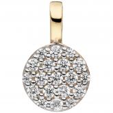Anhänger rund 333 Gelbgold mit 19 Zirkonia weiß | Edelsteine