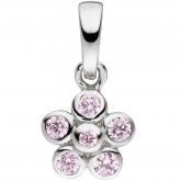 Kinder Anhänger "Blume" 925 Silber mit 6 Zirkonia rosa | Silberschmuck
