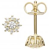 Ohrstecker 333 Gelbgold mit 18 Zirkonia weiß