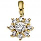 Anhänger 333 Gelbgold mit 9 Zirkonia weiß | JOBO