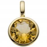Anhänger rund 585 Gelbgold mit Citrin | Edelsteine