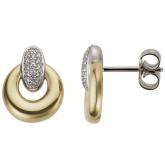 Ohrstecker Ring-Optik 585 Gelb-/Weißgold mit 32 Brillanten 0,14 ct. | Gelbgoldschmuck