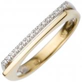 Damen Ring 585 Gelb-/Weißgold bicolor mit 16 Brillanten | Weißgoldschmuck