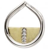 Anhänger "Tropfen" 585 Weiß-/Gelbgold bicolor mit 4 Brillanten | Edelsteine