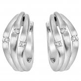 Creolen 585 Weißgold/teilmatt mit 6 Brillanten 0,12 ct. mehrbahnig | Weißgoldschmuck
