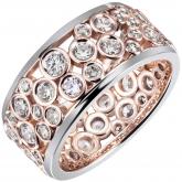Damen Ring 925 Silber/teilrotvergoldet mit 55 Zirkonia weiß