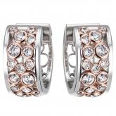 Creolen 925 Silber/teilrotvergoldet mit 36 Zirkonia weiß | Silberschmuck