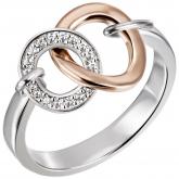 Damen Ring "Rondelle-beweglich" 925 Silber/teilrotvergoldet mit 18 Zirkonia weiß | Silberschmuck