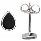 Ohrstecker "Tropfen" 925 Silber mit 2 Onyxen schwarz | Edelsteine