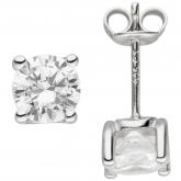 Ohrstecker 925 Sterling Silber mit 2 Zirkonia weiß klassisch | Silberschmuck