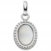 Anhänger 925 Silber mit Perlmutt-Einlage weiß oval