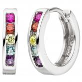 Creolen 925 Silber mit 10 Zirkonia vielfarbig | Silberschmuck