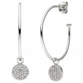 Halbcreolen 925 Silber mit Einhänger und 74 Zirkonia weiß | Silberschmuck