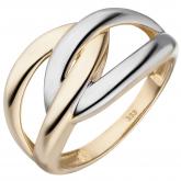 Damen Ring 333 Gelbgold bicolor geometrisch verschlungen | Gelbgoldschmuck