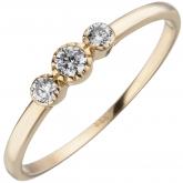 Damen Ring 333 Gelbgold mit 3 Zirkonia weiß | Gelbgoldschmuck