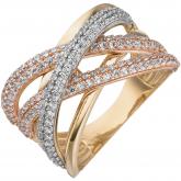 Damen Ring 333 Gelb-/Rotgold bicolor mit Zirkonia weiß | Rosé- und Rotgoldschmuck
