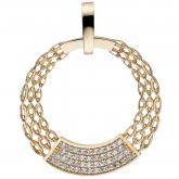 Anhänger rund 333 Gelbgold mit 46 Zirkonia weiß Anhänger rund 333 Gelbgold mit 46 Zirkonia weiß