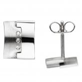 Ohrstecker 950 Platin/teilmatt mit 6 Brillanten rechteckig | Platinschmuck