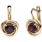 Boutons 333 Gelbgold mit 2 Granat-Edelsteinen rund verschlungen | Edelsteine