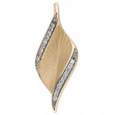 Anhänger "Blatt-Navette" 585 Gelbgold mit 19 Brillanten | JOBO