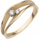 Damen Ring 585 Gelbgold/teilmatt 2 Brillanten 0,13 ct. | Gelbgoldschmuck