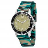 JOBO Quarz analog Kinder Armbanduhr Edelstahl mit Nylonband camouflage | Uhren