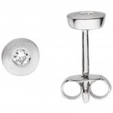 Ohrstecker 925 Silber mattiert mit 2 Brillanten | JOBO