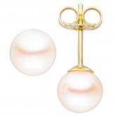 Ohrstecker 585 Gelbgold mit 2 Süßwasser-Zuchtperlen ca. 6 mm | Perlen