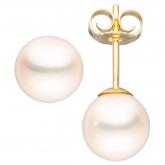 Ohrstecker 333 Gelbgold mit 2 Süßwasser-Zuchtperlen ca. 7 mm | Gelbgoldschmuck