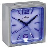 Atlanta Quarz analog Wecker quadratisch grau mit Licht und Snooze