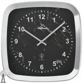 Atlanta Funk analog Wanduhr Marmor-Optik schwarz quadratisch | Atlanta