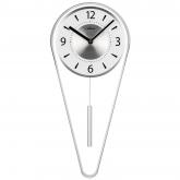 Atlanta Quarz analog Wanduhr mit Pendel silberfarben tropfenförmig | Uhren