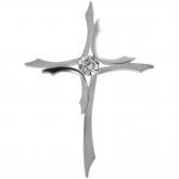 Anhänger "Kreuz" 925 Silber/teilmatt mit Zirkonia weiß geschwungen | Silberschmuck