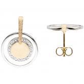 Ohrstecker 585 Gelb-/Weißgold eismatt mit 24 Brillanten rund | Weißgoldschmuck