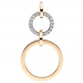 Anhänger "Ringe-Optik" 585 Gelbgold mit 18 Brillanten | Edelsteine