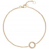 Armband 585 Gelbgold mit Anhänger "Kreis" und 16 Brillanten ca. 21 cm | Gelbgoldschmuck