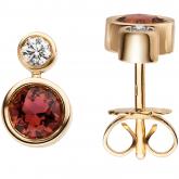 Ohrstecker 585 Gelbgold mit 2 Rubelliten und 2 Brillanten | Edelsteine