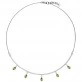 Collier 585 Weißgold mit 5 Peridoten Tropfen ca. 44 cm | Edelsteine