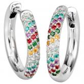 Creolen 585 Weißgold mit 74 Brillanten multicolor 0,407 ct. | Edelsteine