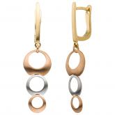 Ohrhänger 585 Gold tricolor rund und matt | Rosé- und Rotgoldschmuck