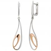 Ohrhänger 585 Weißgold bicolor teilrotvergoldet in Tropfenform | Weißgoldschmuck