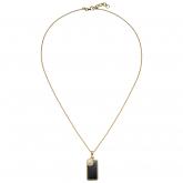 Collier 585 Gelbgold mit Hämatit und 19 Brillanten Anhänger 45 cm