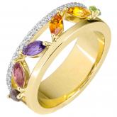 Damen Ring 585 Gelbgold Rauchquarz, Turmalin, Amethyst, Citrin, Peridot und 26 Brillanten Damen Ring 585 Gelbgold Rauchquarz, Turmalin, Amethyst, Citrin, Peridot und 26 Brillanten