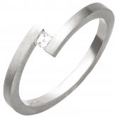 Damen Twist-Ring 950 Platin mit Diamant im Carree-Schliff