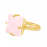 Ring 925 Silber/vergoldet mit Chalcedon rosa 12 mm ONE SIZE | Vergoldet