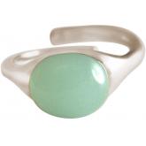 Ring 925 Silber mit Chalcedon Cabochon meeresgrün -onesize- | Edelsteine