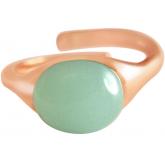 Ring 925 Silber/rosévergoldet mit Chalcedon Cabochon meeresgrün -onesize- | Edelsteine